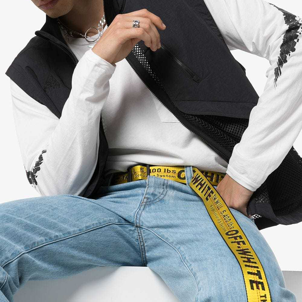 Shop OFF-WHITE FW19 工具風格標誌皮帶 黃色 3.5公分寬 OMRB012E196470026000
