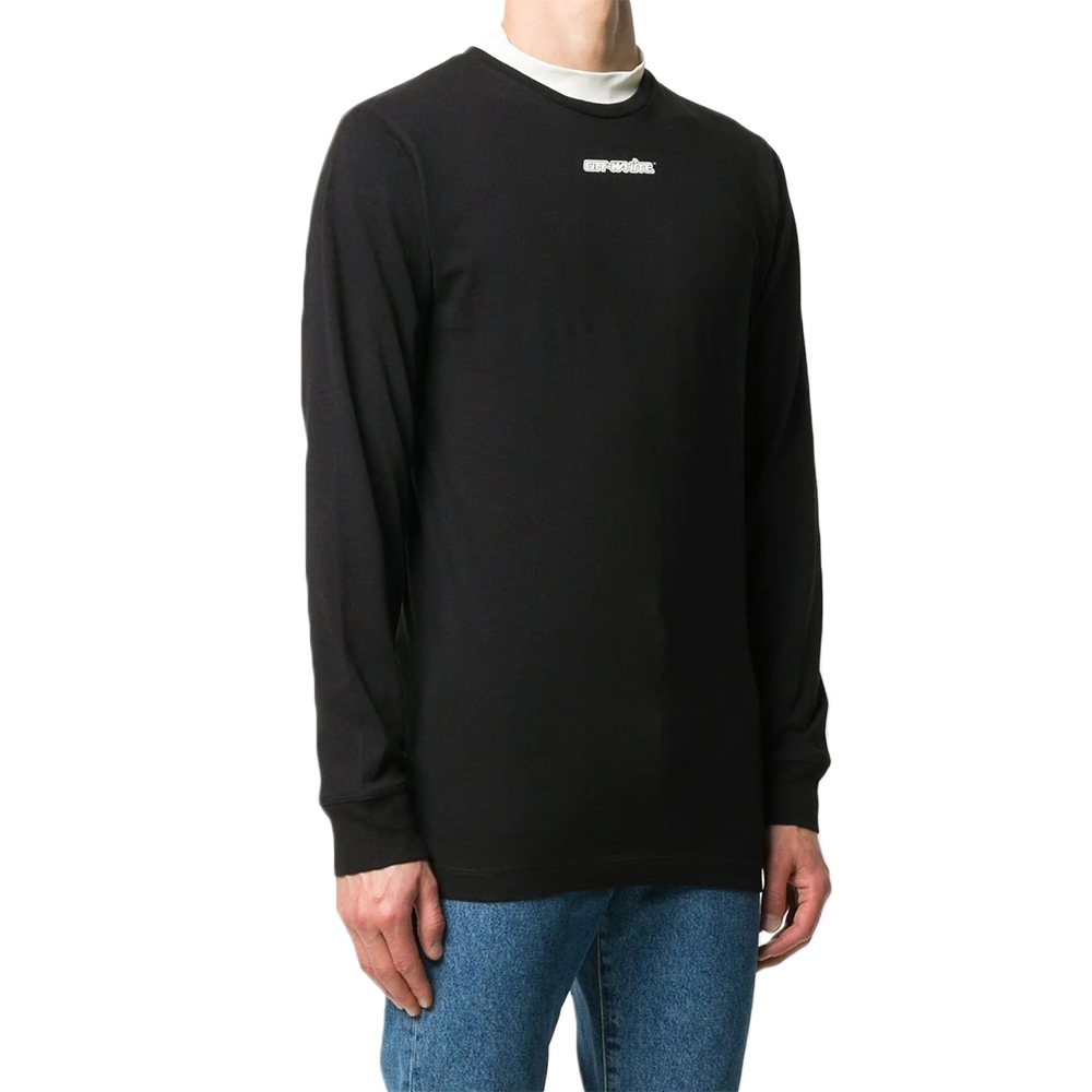 Shop OFF-WHITE FW20箭头长袖圆领T恤 黑色 OMAB001E20JER0031025