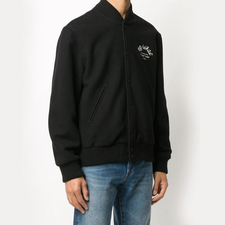 OFF-WHITE FW20 Arrow Print Black Baseball Jacket for Men OMEA224E20FAB0011001 圖 5