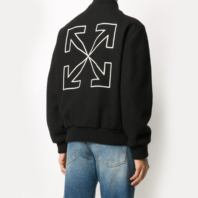 OFF-WHITE FW20 Arrow Print Black Baseball Jacket for Men OMEA224E20FAB0011001 圖 6