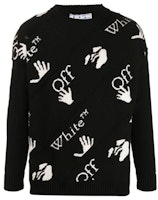 OFF-WHITE FW20 Black All-Over Logo Long-Sleeve Sweater OMHE064F20KNI0011001 OFF-WHITE FW20 Black All-Over Logo Long-Sleeve Sweater OMHE064F20KNI0011001