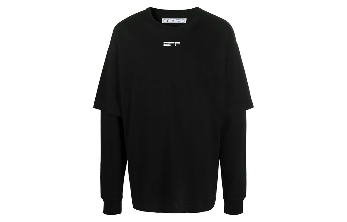 OFF-WHITE FW20 Black Double-Layer Mask Print Sweatshirt OMAB022E20JER0051001