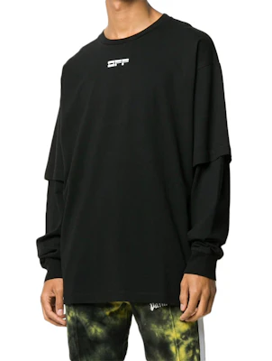 オフホワイト FW20 ブラック ダブルレイヤー マスクプリント スウェットシャツ OMAB022E20JER0051001 Lookbook オフホワイト FW20 ブラック ダブルレイヤー マスクプリント スウェットシャツ OMAB022E20JER0051001