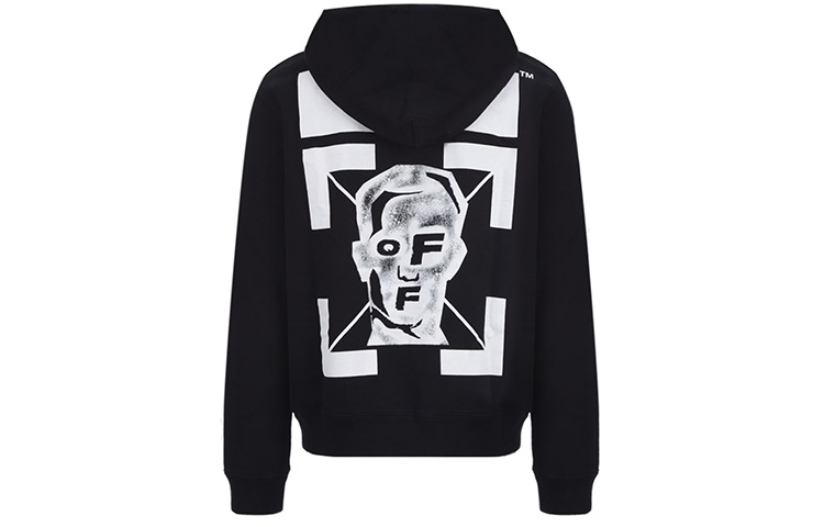 OFF-WHITE FW20 Black Hoodie with Abstract Face Back Print for Men OMBB034E20FLE0101025