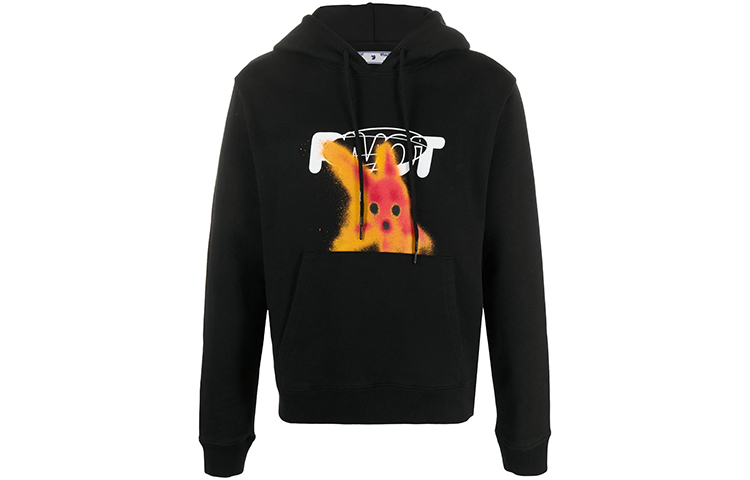 OFF-WHITE FW20 Black Hoodie with Abstract Face Back Print for Men OMBB034E20FLE0101025 圖 3