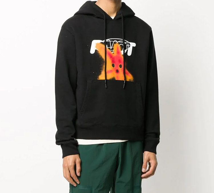 OFF-WHITE FW20 Black Hoodie with Abstract Face Back Print for Men OMBB034E20FLE0101025 圖 4