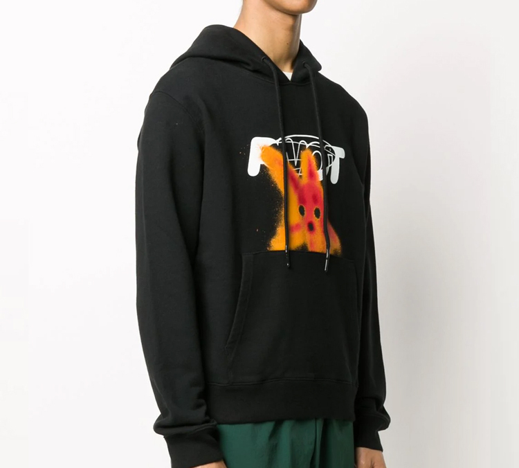 OFF-WHITE FW20 Black Hoodie with Abstract Face Back Print for Men OMBB034E20FLE0101025 圖 5