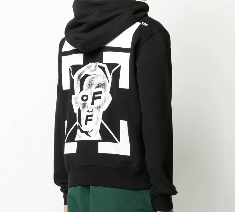 OFF-WHITE FW20 Black Hoodie with Abstract Face Back Print for Men OMBB034E20FLE0101025 圖 6