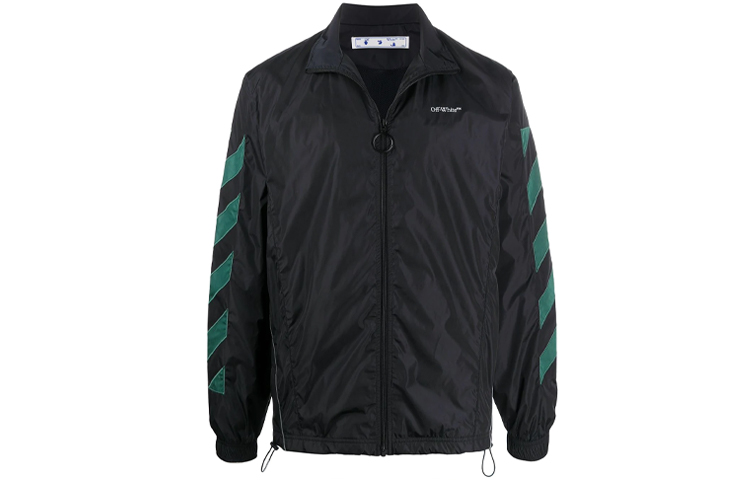 OFF-WHITE FW20 Black Nylon Zip Jacket with Stand Collar OMEA233E20FAB0021001