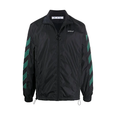 OFF-WHITE FW20 Black Nylon Zip Jacket with Stand Collar OMEA233E20FAB0021001