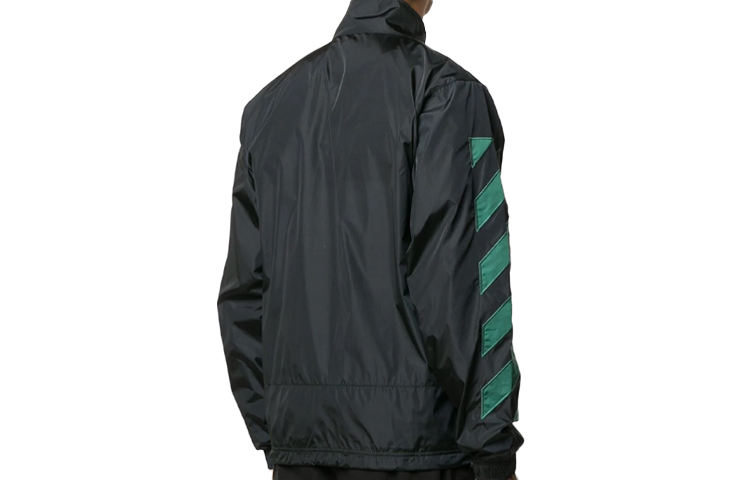 Lookbook オフホワイト FW20 ブラック ナイロン ジップジャケット スタンドカラー付き OMEA233E20FAB0021001