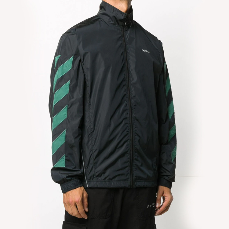 Shop オフホワイト FW20 ブラック ナイロン ジップジャケット スタンドカラー付き OMEA233E20FAB0021001