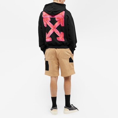 OFF-WHITE FW20 Hoodie Hitam Marker Arrows Print Loose Fit. OMBB037E20FLE0021025 Details for OFF-WHITE FW20 Hoodie Hitam Marker Arrows Print Loose Fit. OMBB037E20FLE0021025