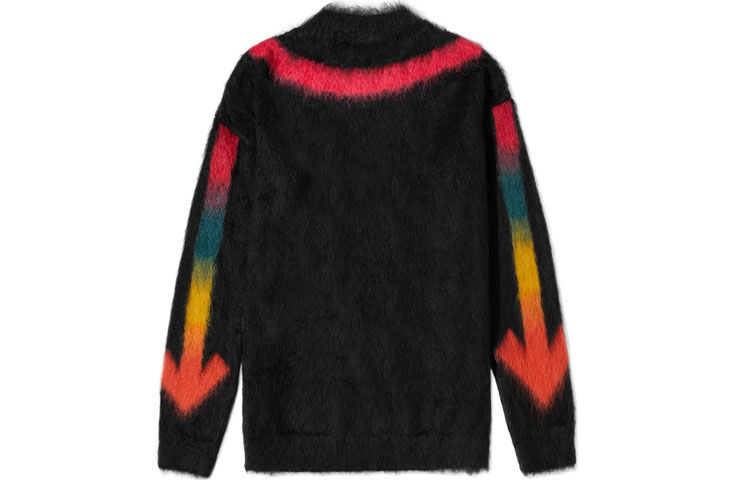 Lookbook OFF-WHITE FW20 Lelaki Sweater Hitam Rainbow Gradient Arrow Crewneck. OMHA036E20KNI0021087