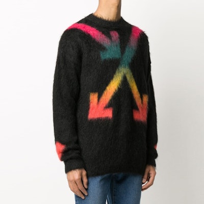 OFF-WHITE FW20 Lelaki Sweater Hitam Rainbow Gradient Arrow Crewneck. OMHA036E20KNI0021087 Details for OFF-WHITE FW20 Lelaki Sweater Hitam Rainbow Gradient Arrow Crewneck. OMHA036E20KNI0021087