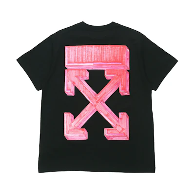 OFF-WHITE FW20 Black T-Shirt with Red Marker Arrows Print on Back OMAA038E20JER0021025