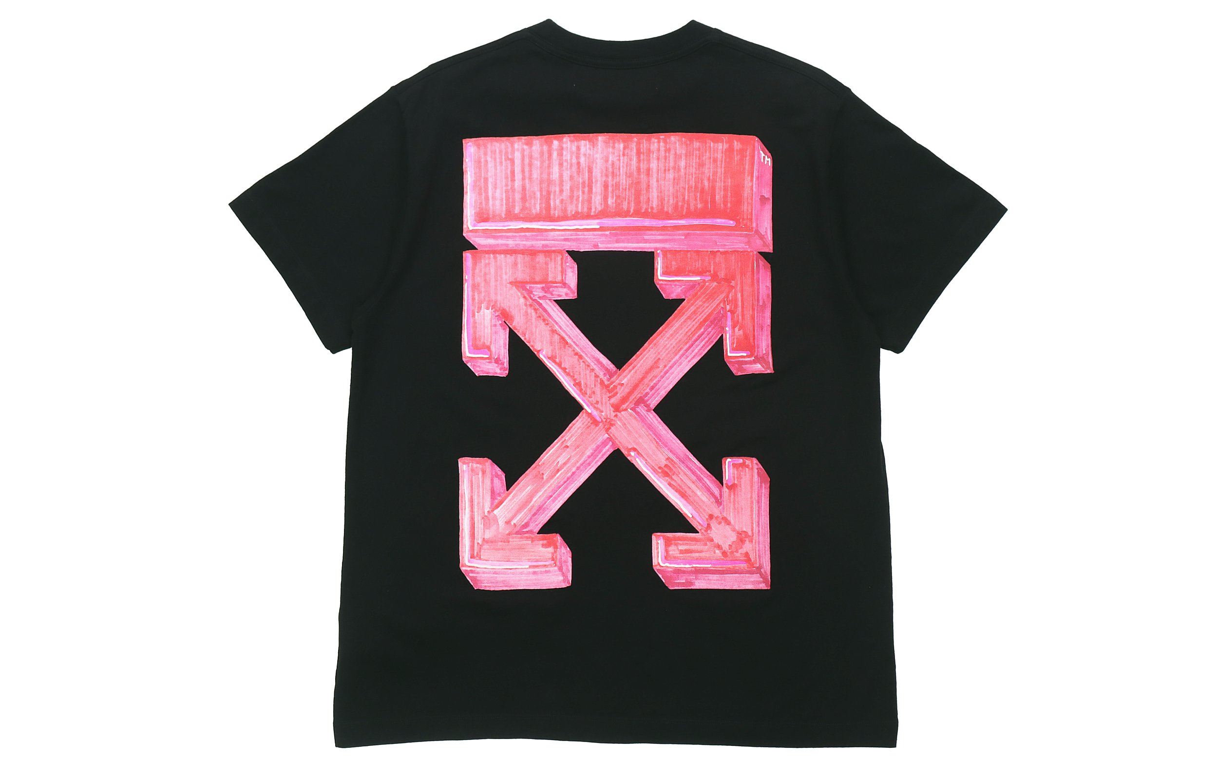 Order OFF-WHITE FW20 Baju Hitam dengan Cetakan Anak Panah Merah di Belakang OMAA038E20JER0021025