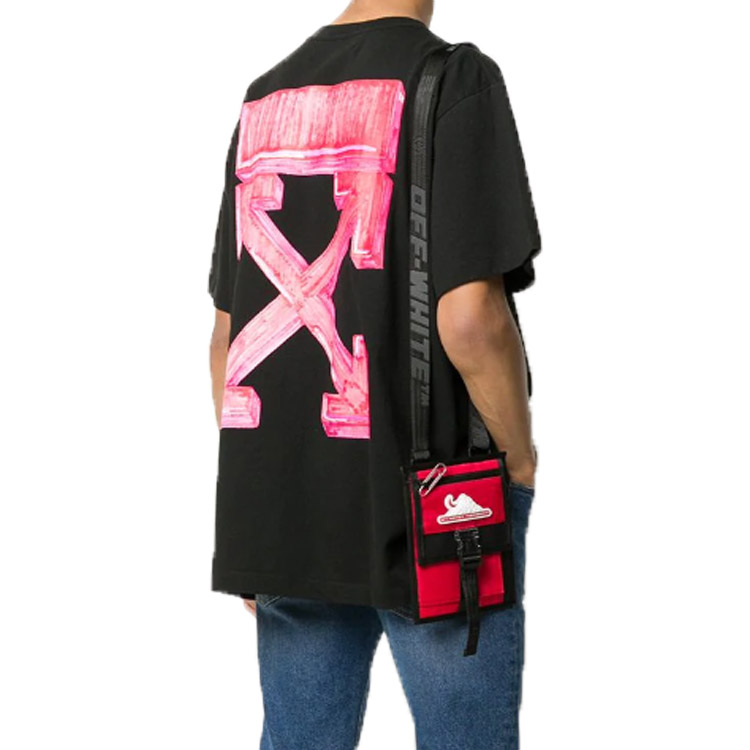 Details for OFF-WHITE FW20 Baju Hitam dengan Cetakan Anak Panah Merah di Belakang OMAA038E20JER0021025