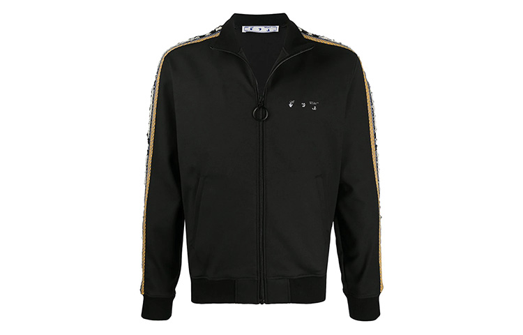 Order オフホワイト FW20 ブラック トラックジャケット サイドストライプ付き OMEA249F20FAB0011001