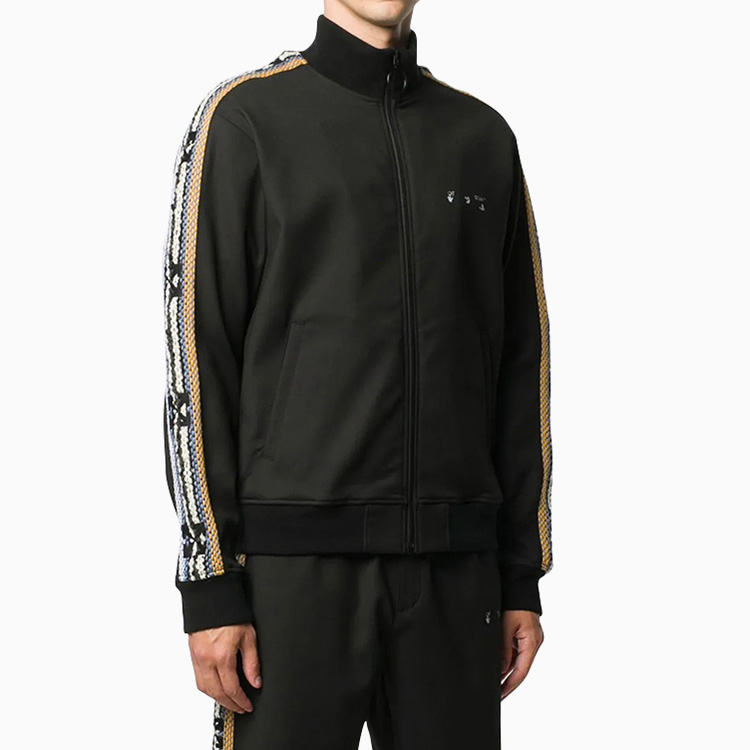 Lookbook オフホワイト FW20 ブラック トラックジャケット サイドストライプ付き OMEA249F20FAB0011001