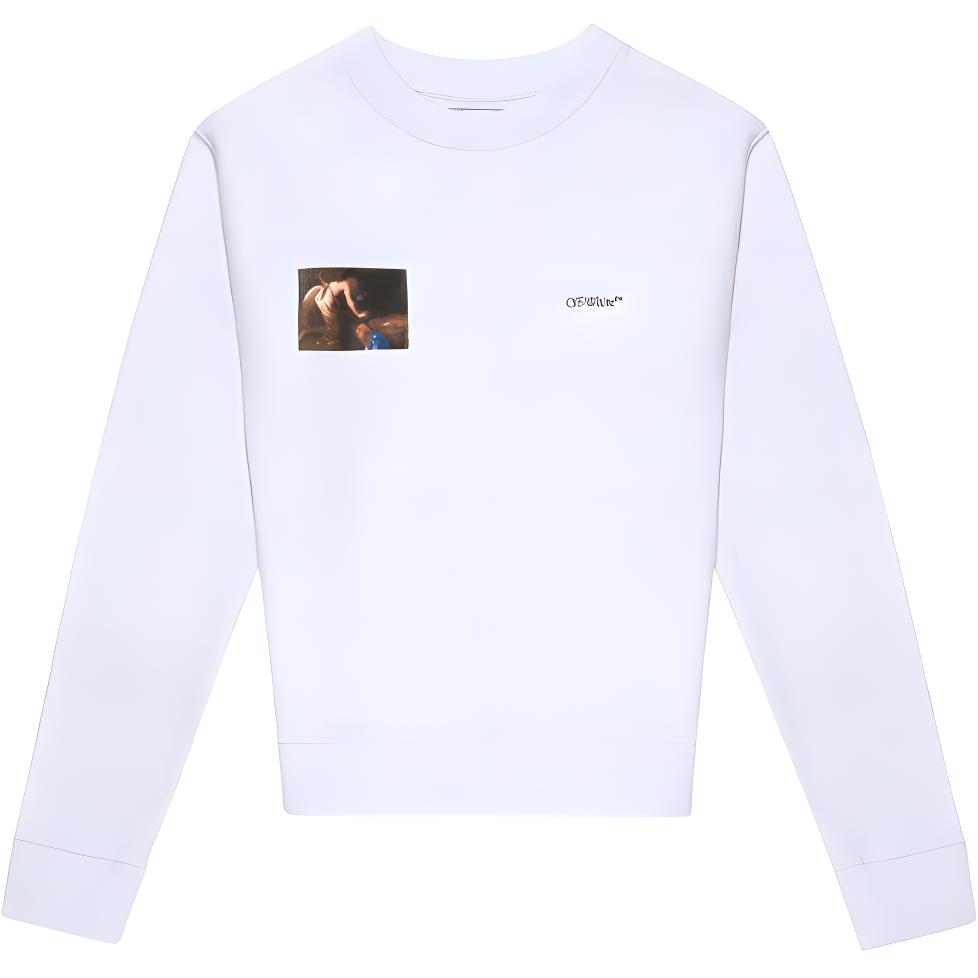 OFF-WHITE FW20 Caravaggio Curved Pullover Hoodie White for Men OMBA025E20FLE0050110 圖 3