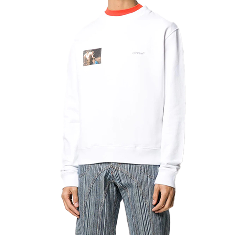 OFF-WHITE FW20 Caravaggio Curved Pullover Hoodie White for Men OMBA025E20FLE0050110 圖 4