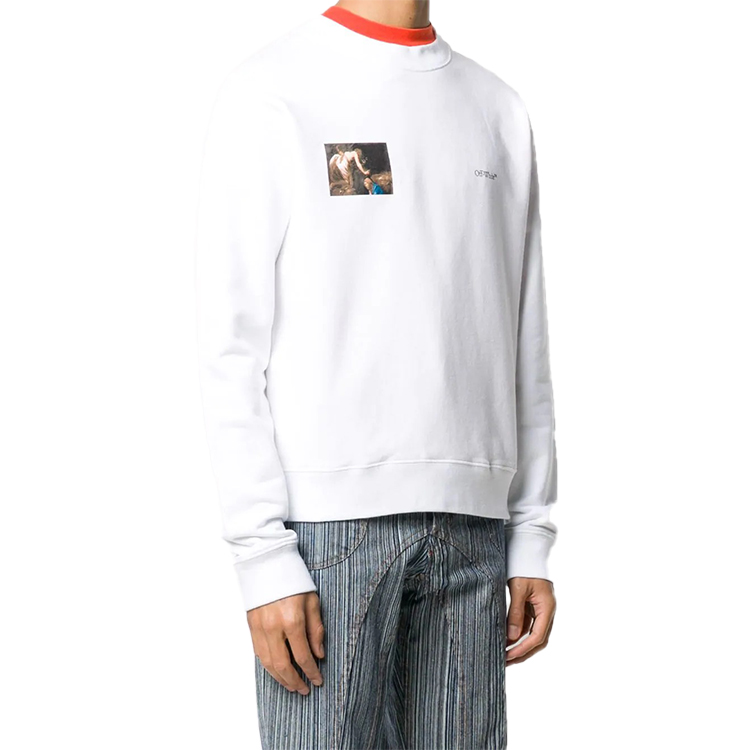 OFF-WHITE FW20 Caravaggio Curved Pullover Hoodie White for Men OMBA025E20FLE0050110 圖 5