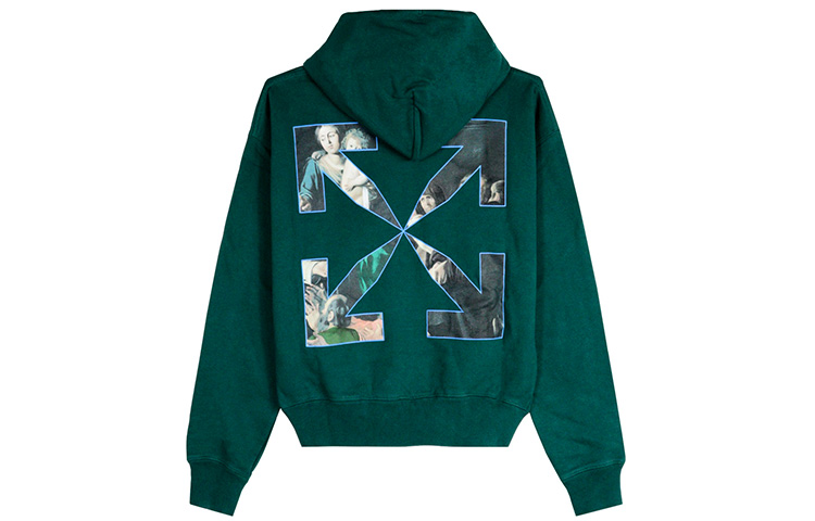 OFF-WHITE FW20 Caravaggio Graphic Loose Hoodie Green for Men OMBB037E20FLE0035710 圖 3