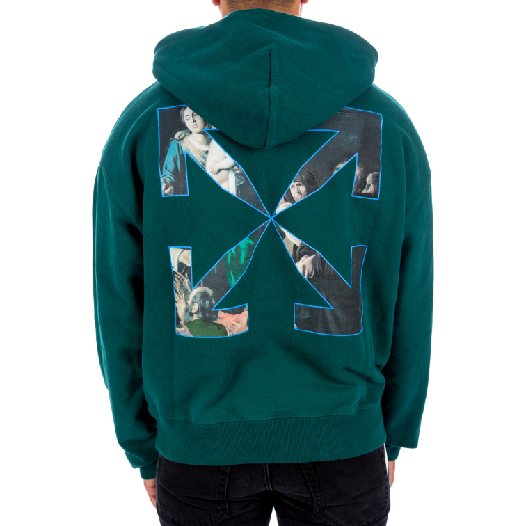 OFF-WHITE FW20 Caravaggio Graphic Loose Hoodie Green for Men OMBB037E20FLE0035710 圖 5