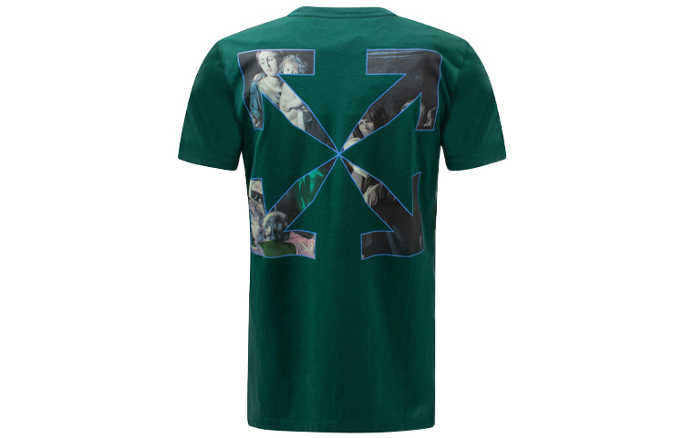 Lookbook 오프화이트 FW20 카라바조 그래픽 프린트 그린 반팔 티셔츠 OMAA027E20JER0085710