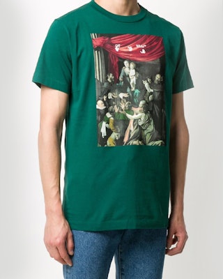 오프화이트 FW20 카라바조 그래픽 프린트 그린 반팔 티셔츠 OMAA027E20JER0085710 Shop 오프화이트 FW20 카라바조 그래픽 프린트 그린 반팔 티셔츠 OMAA027E20JER0085710