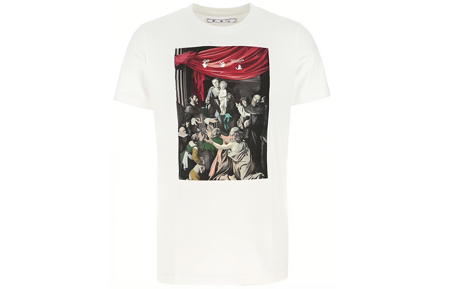 OFF-WHITE FW20 Caravaggio Graphic Print Tee White Shirt OMAA027E20JER0080110