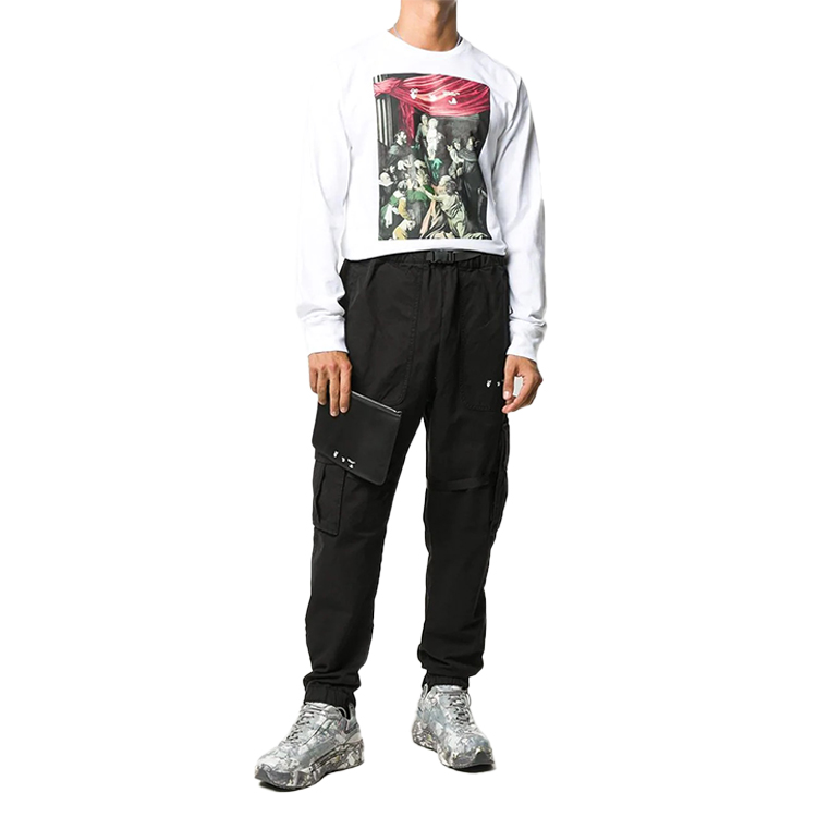 Lookbook OFF-WHITE FW20 Caravaggio箭头印花长袖T恤 白色 OMAB001E20JER0050110