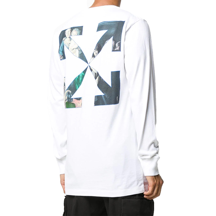 Purchase OFF-WHITE FW20 Caravaggio箭头印花长袖T恤 白色 OMAB001E20JER0050110