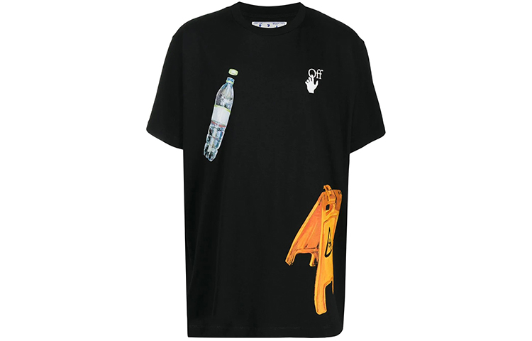 OFF-WHITE FW20 Eco Water Bottle Graphic Tee Black () OMAA038F20FAB0031010