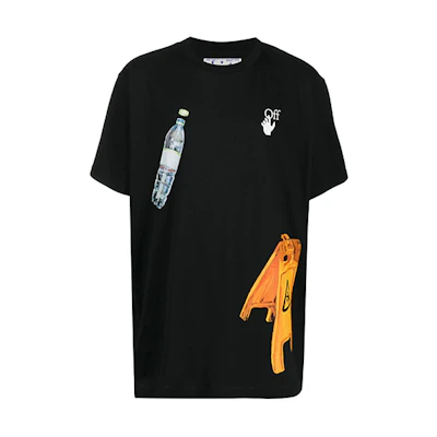 OFF-WHITE FW20 Eco Water Bottle Graphic Tee Black () OMAA038F20FAB0031010
