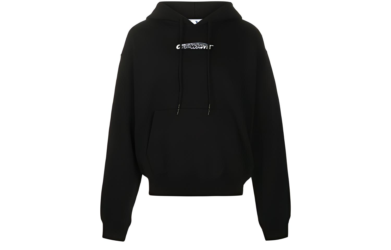 OFF-WHITE FW20 Gesture Print Black Hoodie for Men OMBB037E20FLE0011001