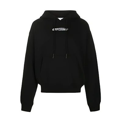 OFF-WHITE FW20 Gesture Print Black Hoodie for Men OMBB037E20FLE0011001