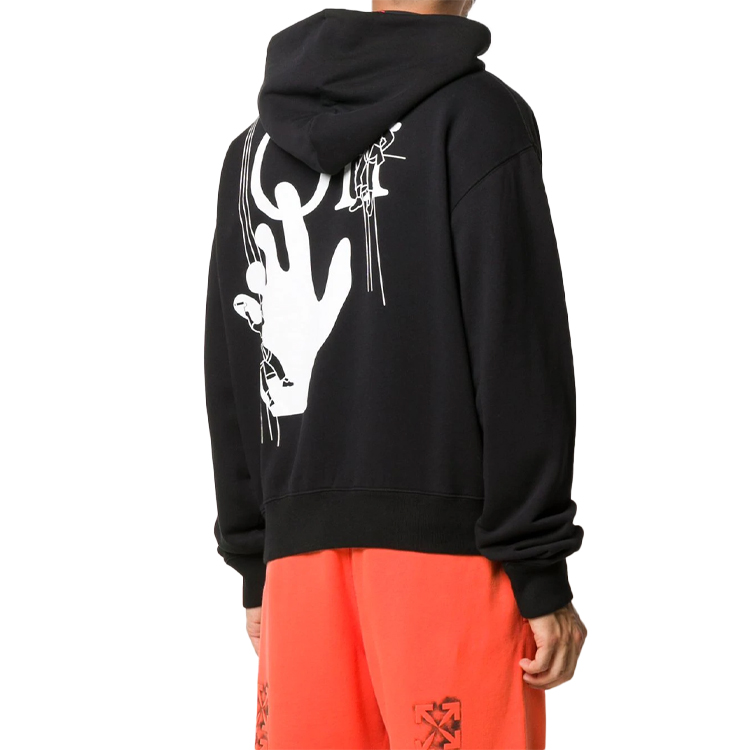 OFF-WHITE FW20 Gesture Print Black Hoodie for Men OMBB037E20FLE0011001 圖 4