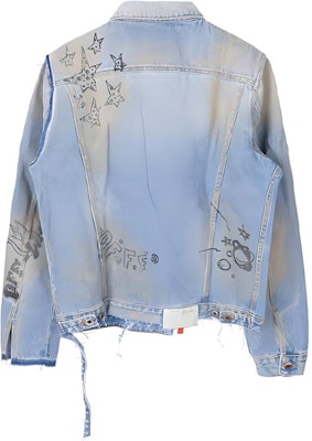 オフホワイト FW20 グラフィティ ディストレスト デニムジャケット メンズ ブルー OMYE049F193860441428 Lookbook オフホワイト FW20 グラフィティ ディストレスト デニムジャケット メンズ ブルー OMYE049F193860441428