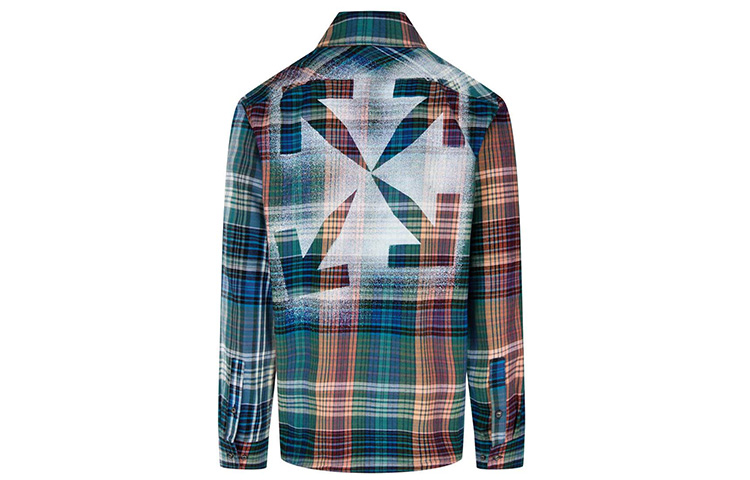 Order OFF-WHITE FW20 綠色格紋箭頭圖案襯衫 OMGA133E20FAB0014510