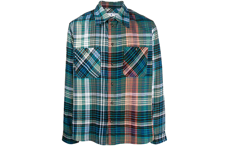 Lookbook OFF-WHITE FW20 綠色格紋箭頭圖案襯衫 OMGA133E20FAB0014510