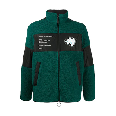 OFF-WHITE FW20 Green Printed Fleece Jacket OMKI015E20FAB0015701