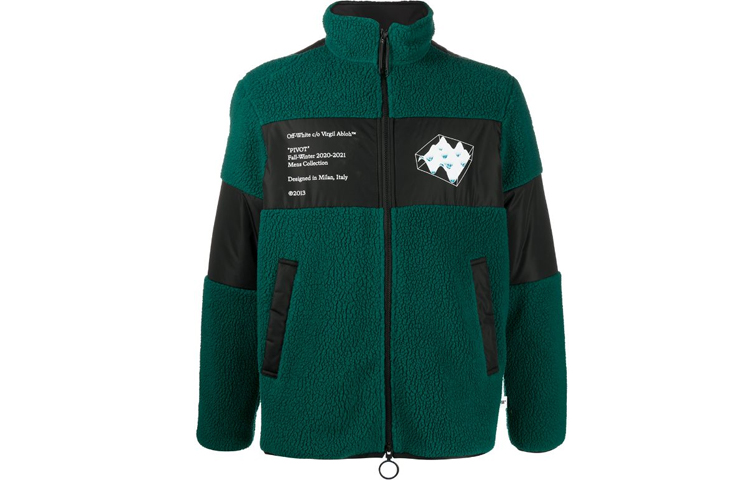 Order オフホワイト FW20 グリーン プリント フリース ジャケット OMKI015E20FAB0015701
