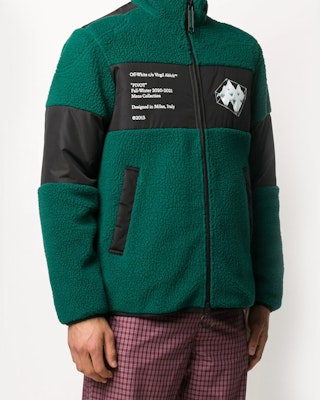 オフホワイト FW20 グリーン プリント フリース ジャケット OMKI015E20FAB0015701 Shop オフホワイト FW20 グリーン プリント フリース ジャケット OMKI015E20FAB0015701