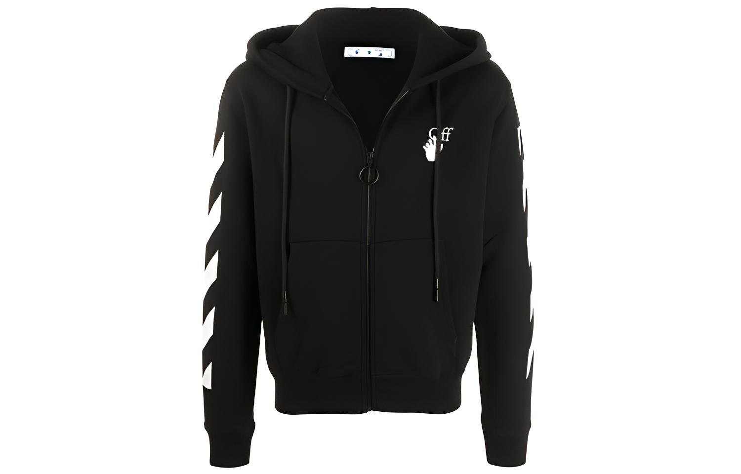 OFF-WHITE FW20 Hands of Friendship Arrows Zip Hoodie Black Male OMBE001F20FLE0071001