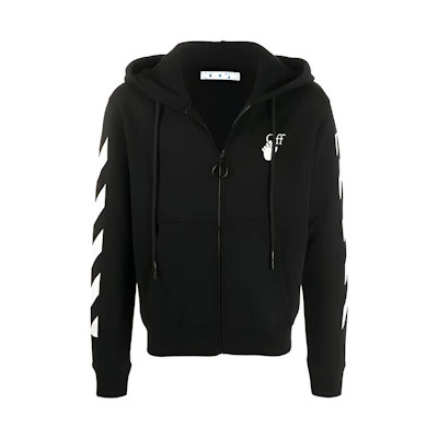 OFF-WHITE FW20 Hands of Friendship Arrows Zip Hoodie Black Male OMBE001F20FLE0071001