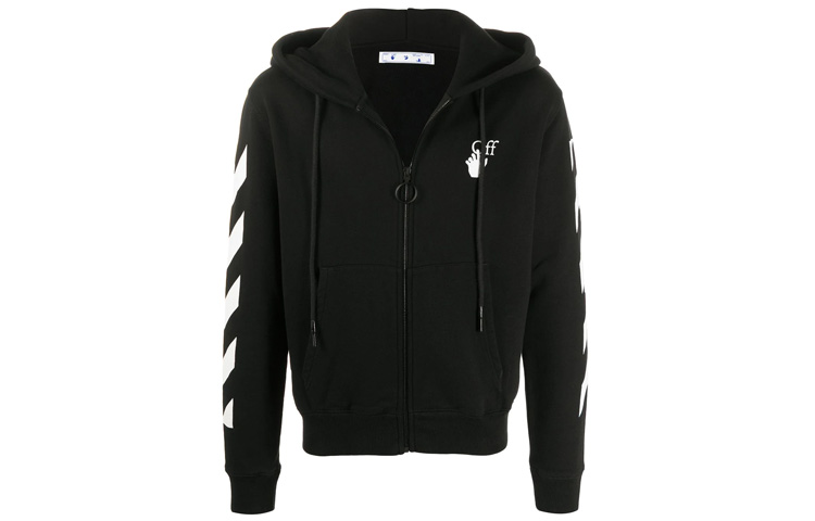OFF-WHITE FW20 Hands of Friendship Arrows Zip Hoodie Black Male OMBE001F20FLE0071001 圖 2