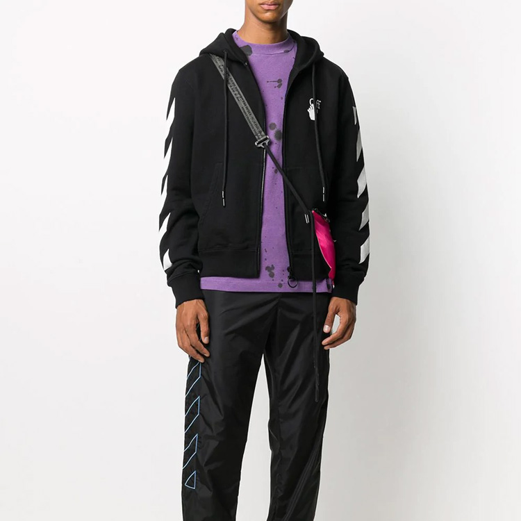 OFF-WHITE FW20 Hands of Friendship Arrows Zip Hoodie Black Male OMBE001F20FLE0071001 圖 3