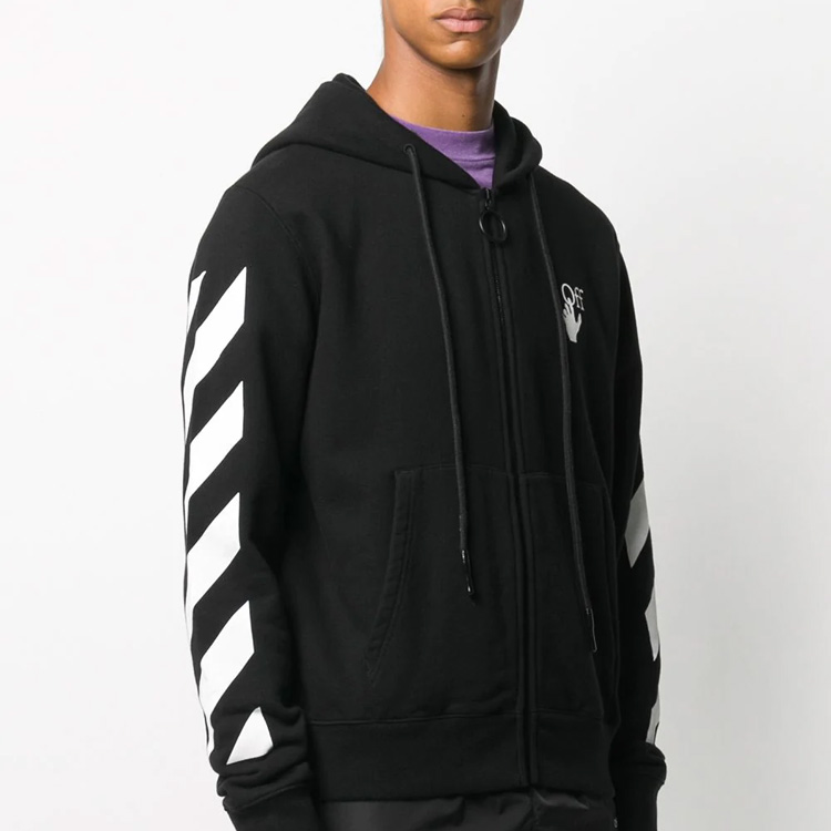 OFF-WHITE FW20 Hands of Friendship Arrows Zip Hoodie Black Male OMBE001F20FLE0071001 圖 5